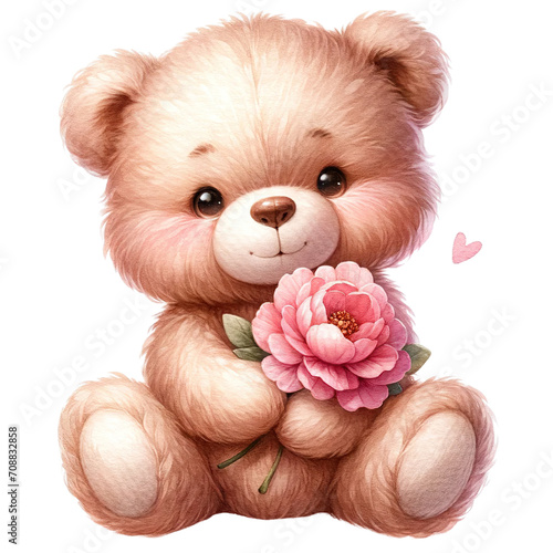 Cute Bear Pink Flower Valentine s Day Clip art
