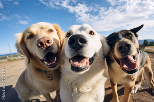 a group of cute dogs taking selfies