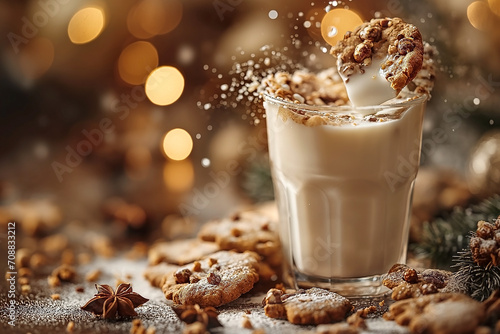 Cookies dunked dramatically milkshake