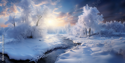 winter landscape with snow, snow covered trees, snow background wonderful photos hyper realistic