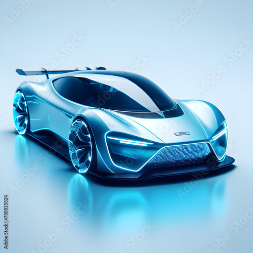 3D Car On White Background Generated With Ai 