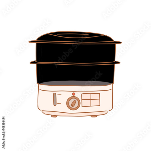 cookware_electric kitchen_color_electric steamer_illustration