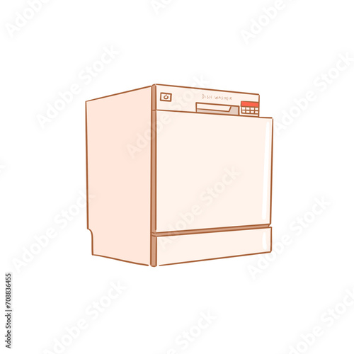 cookware_electric kitchen_color_diswasher_illustration