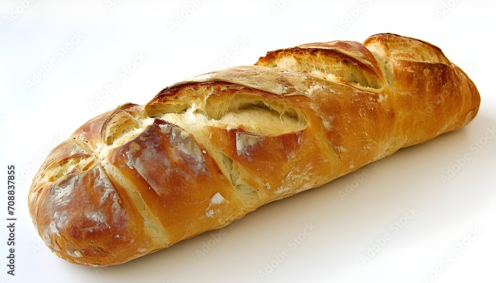 long loaf bread on a white background