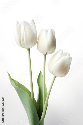 White tulips on a white background