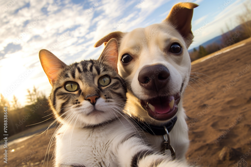 cat and dog taking selfie cat and dog taking selfie