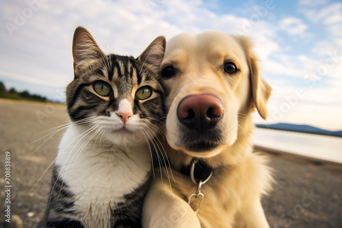 cat and dog taking selfie © Salawati