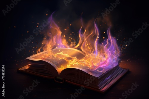 Magic book with fire