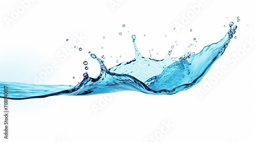 ninbkk Mini, Full shape of A water dropping on Blue water splashes on white background 