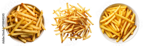 french fries isolated on a transparent background, top view photo