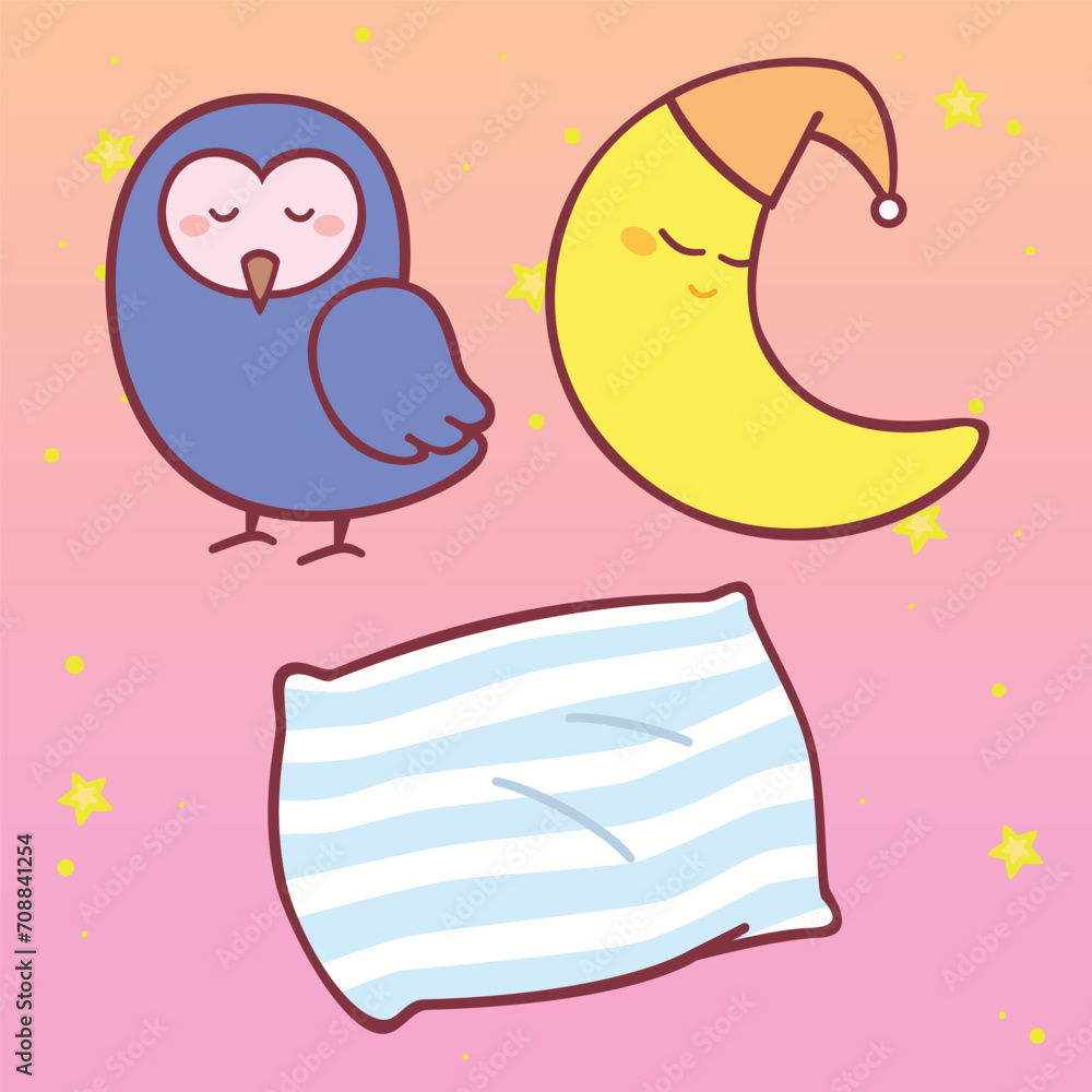 Cute Sweet Dream Lullaby sleepy vector art. Cartoon character for kids design illustration