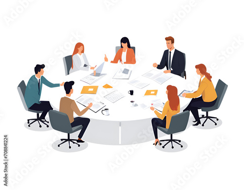 Corporate business team having a meeting ilustration