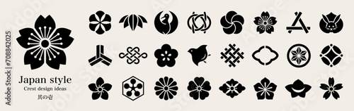 和風アイコン、日本の家紋。デザインアイデア01