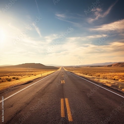 Desolate rural asphalt road through the desert