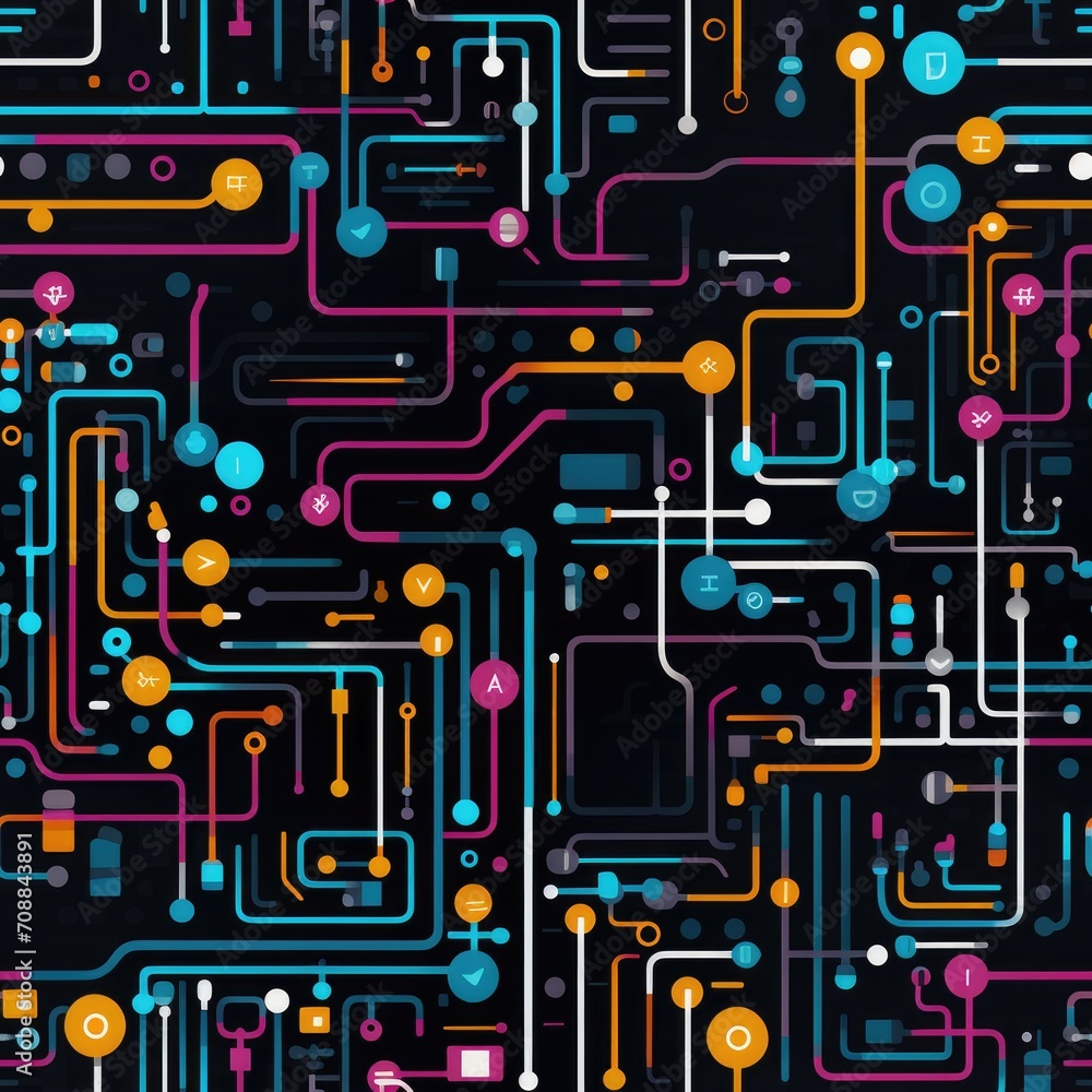 Technology innovation digital advancements seamless pattern Technology innovation digital advancements seamless pattern