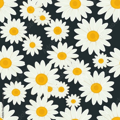 Daisy white simple cheerful seamless pattern
