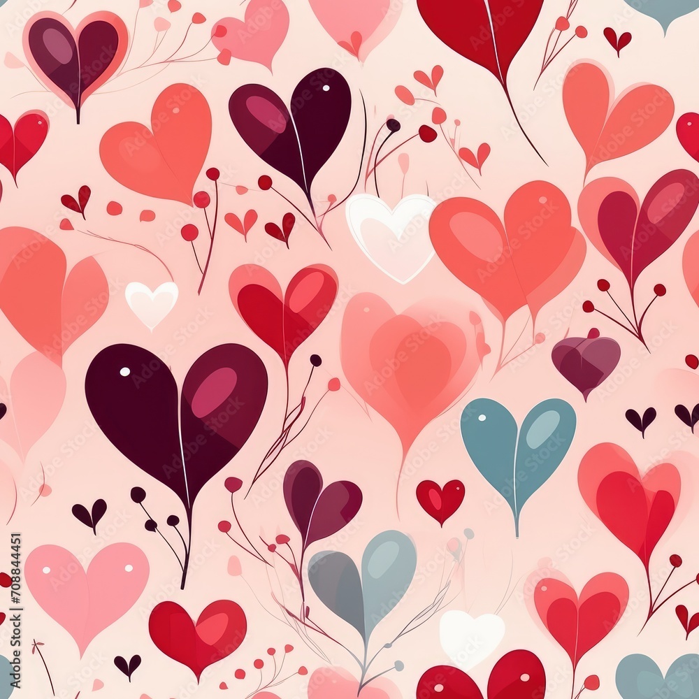 Love hearts romantic connection seamless pattern