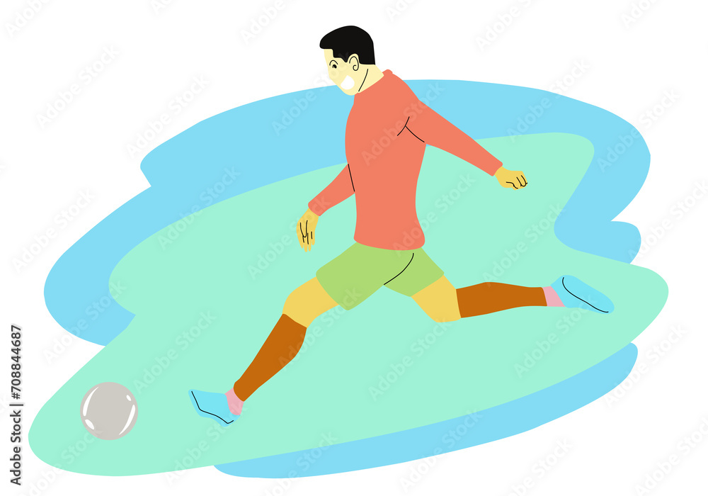 Fototapeta premium Illustration of a football player's flat design. Perfect for sticker, logo, ico, tattoo silhouette