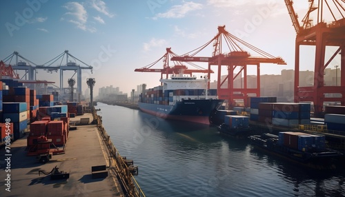 cargo ships at a port