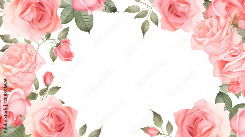 Empty floral frame with copy space for greeting card or invitation design