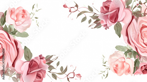 Empty floral frame with copy space for greeting card or invitation design