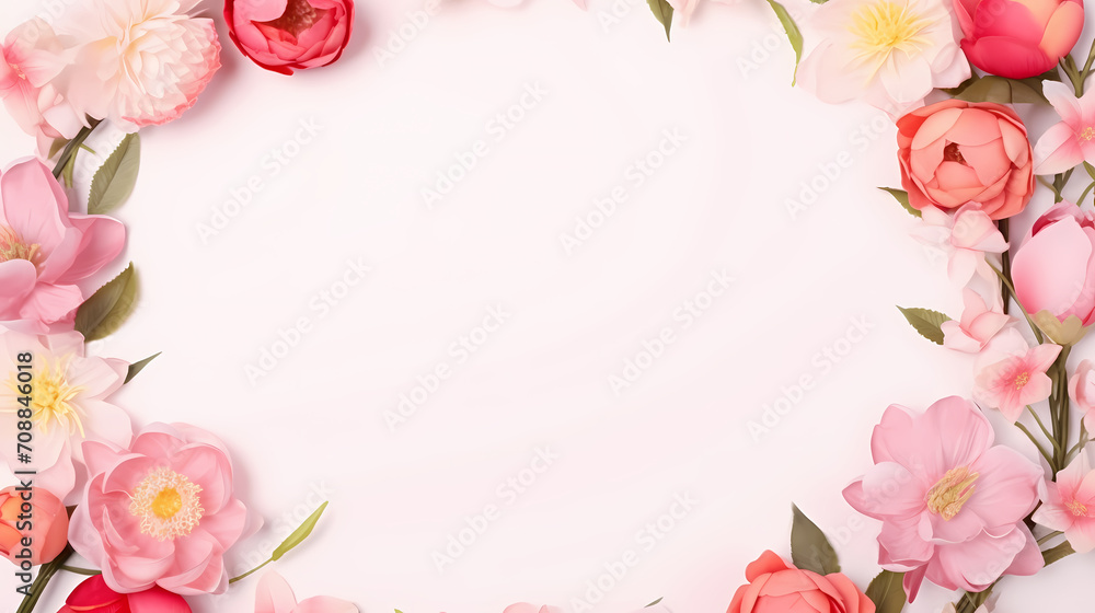 Empty floral frame with copy space for greeting card or invitation design