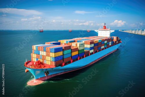 Export trade sea import containers industrial shipping transportation vessels cargo freight