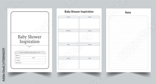 Editable Baby Shower Inspiration Planner Kdp Interior printable template Design.