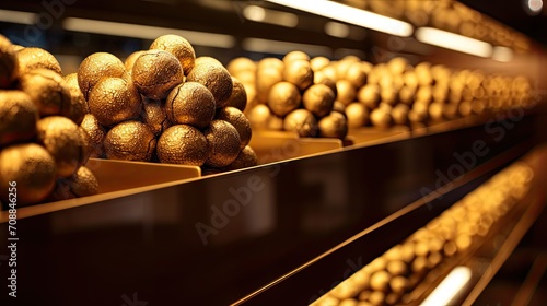Indulging in Tasting Chocolate Balls on a Luxurious Golden Shelf Experience