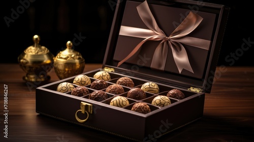 Savoring Chocolate Balls from an Elegant Luxury Box Set - Ideal Gift Presentation © Asayamrad