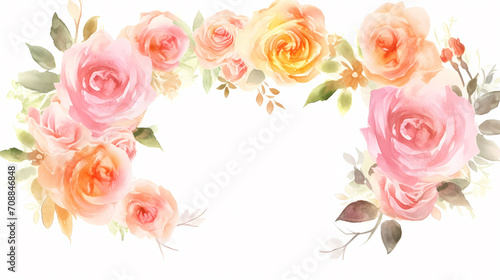 Pink rose flower composition background, decorative flower background pattern, floral border background © Derby