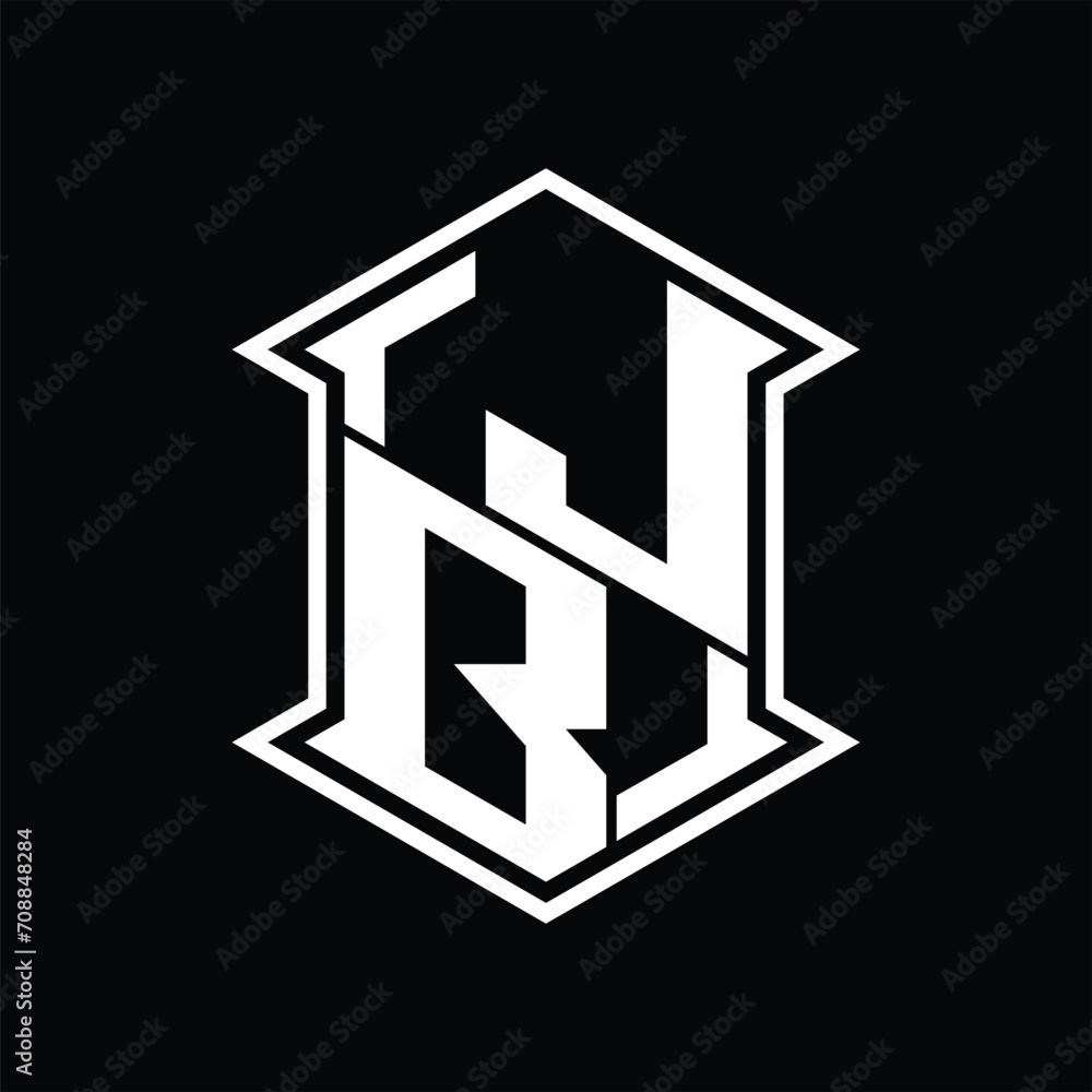 JB Logo monogram hexagon shield shape up and down with sharp corner isolated style design JB Logo monogram hexagon shield shape up and down with sharp corner isolated style design