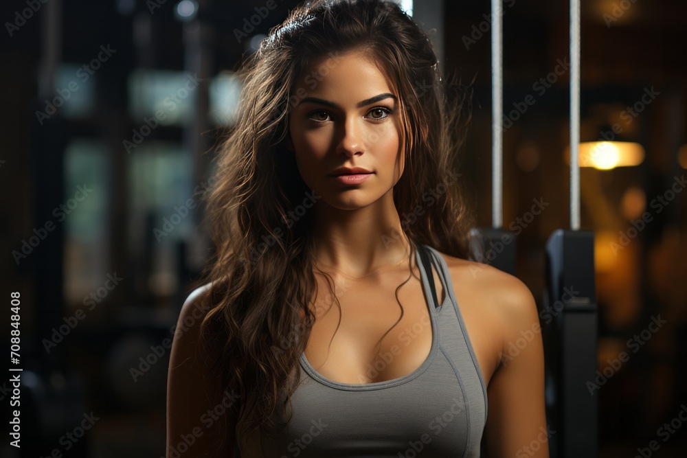Photo Realistic of a Female Calisthenics Athlete in Workout Leggings and a Fitness Tank Top, Generative AI