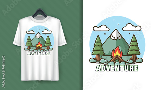 Vector mountain camping illustration t-shirt design