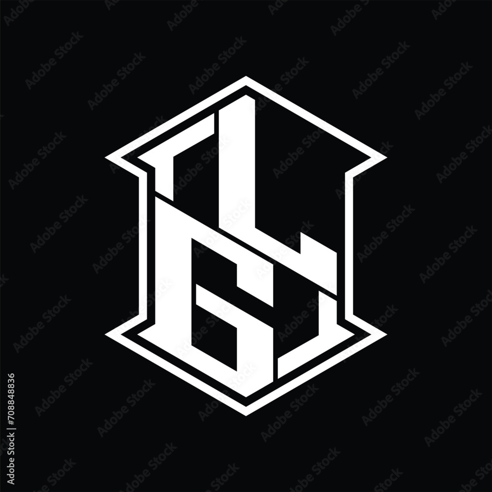 LG Logo monogram hexagon shield shape up and down with sharp corner isolated style design LG Logo monogram hexagon shield shape up and down with sharp corner isolated style design