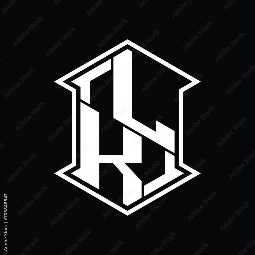 LK Logo monogram hexagon shield shape up and down with sharp corner isolated style design LK Logo monogram hexagon shield shape up and down with sharp corner isolated style design