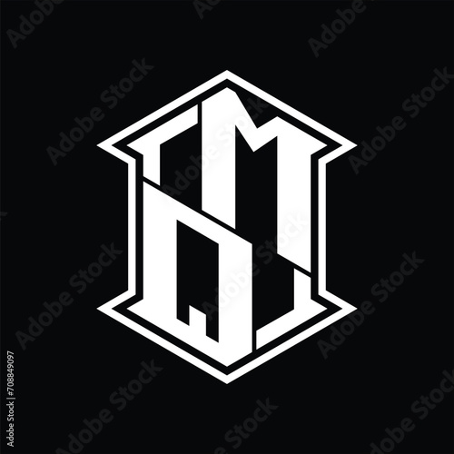 MQ Logo monogram hexagon shield shape up and down with sharp corner isolated style design