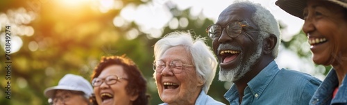 Elderly people engage in community activities. Banner