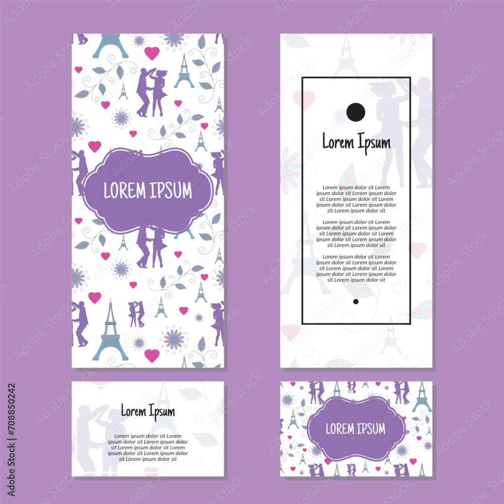 Vector Valentine's Day vertical frame pattern invitation greeting cards, RSVP and thank you cards. Vector Valentine's Day vertical frame pattern invitation greeting cards, RSVP and thank you cards.