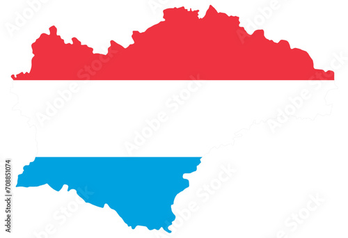 Luxembourg flag on map on transparent background vector illustration.