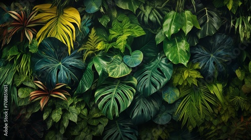 A vibrant green background showcasing a variety of textured foliage, capturing the vibrancy and diversity of plant life in a visually stunning composition.