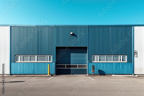 Exterior of a modern warehouse with a small office. Ai generative photo