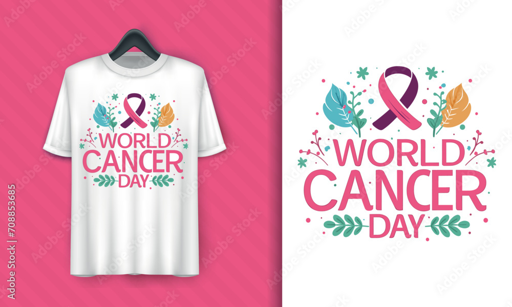 vector flat design World Cancer Day t-shirt design