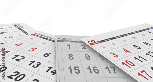 calendar summer autumn july august september october high  season - 3d rendering photo