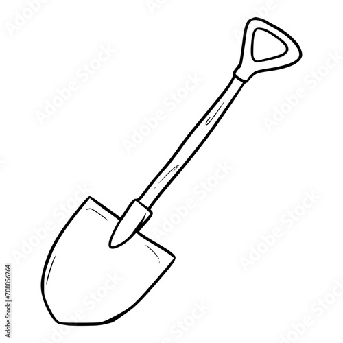 shovel illustration hand drawn sketch outline vector
