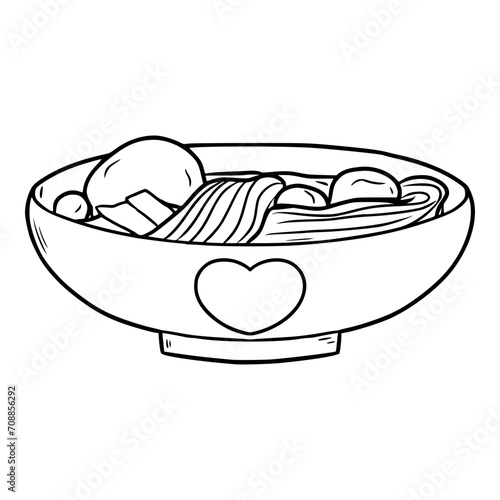 indonesian meat ball called bakso illustration hand drawn sketch outline vector