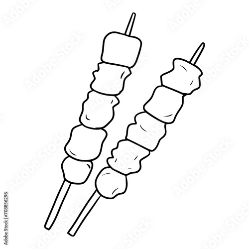 delicious satay illustration hand drawn sketch outline vector