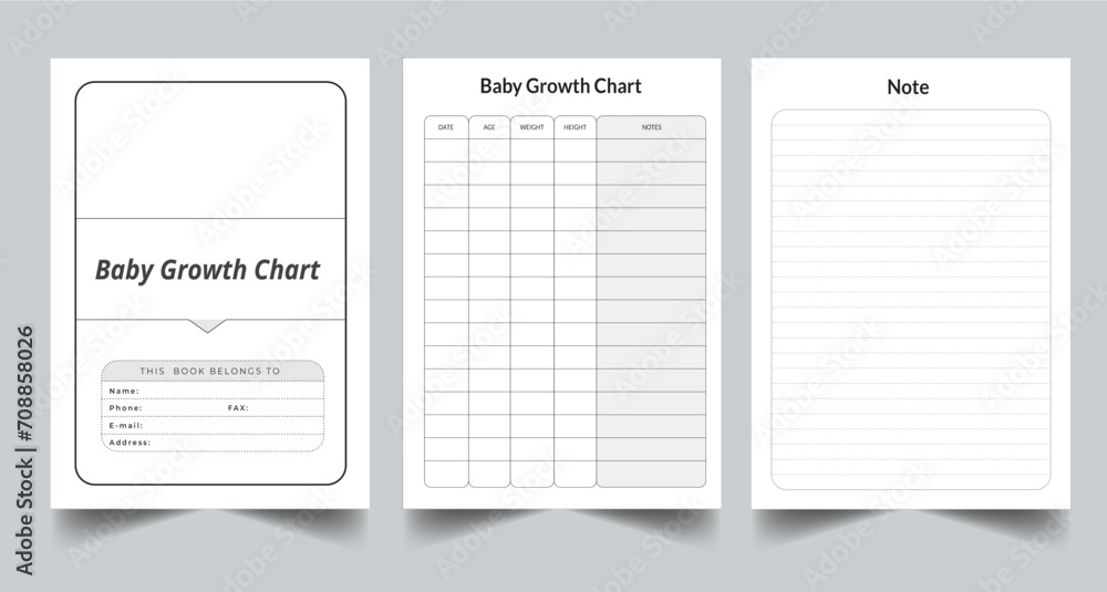 Editable Baby Growth Chart Planner Kdp Interior printable template Design.