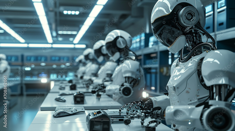 High-tech robotics lab scene showcasing the robotics industry, AI Generated