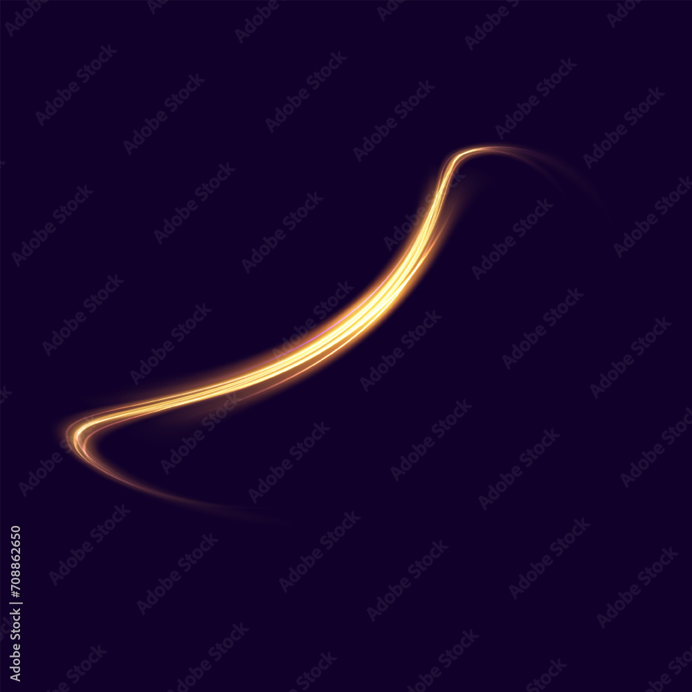 Vector glowing light lines. Neon light, light effect PNG. Golden line light PNG, magical glow, shine. Vector glowing light lines. Neon light, light effect PNG. Golden line light PNG, magical glow, shine.